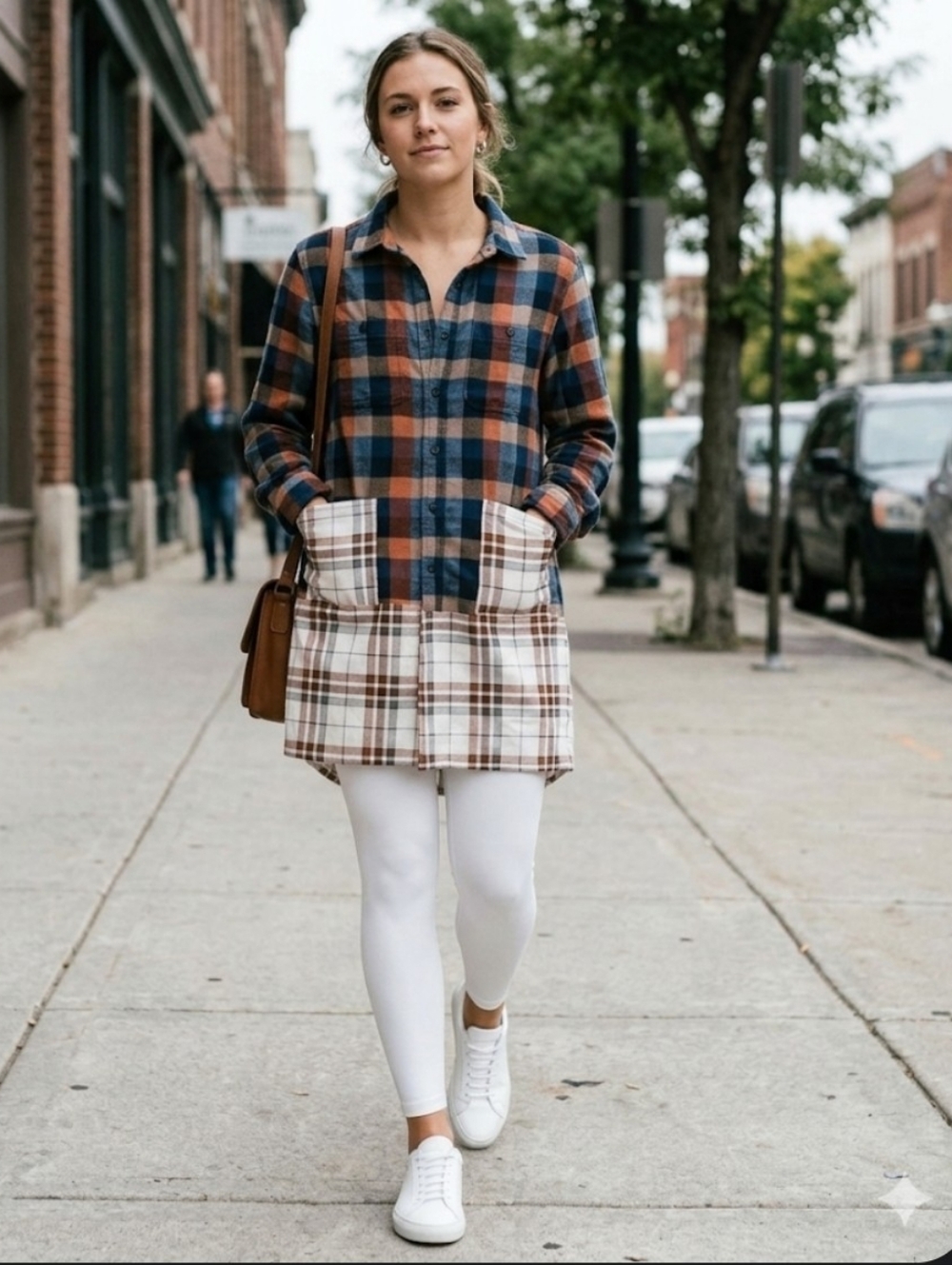Plaid flannel shacket S-M upcycled shirt coat duster original